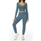 women’S 2 Piece Yoga Tracksuit With Cross Back Long Sleeve Top And Leggings