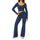 women’S 2 Piece Yoga Tracksuit With Cross Back Long Sleeve Top And Leggings