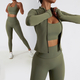 women Yoga Tracksuit Set Long Sleeve Crop Top High Waist Leggings