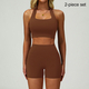 women Yoga Tracksuit Set Long Sleeve Crop Top High Waist Leggings