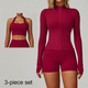 women Yoga Tracksuit Set Long Sleeve Crop Top High Waist Leggings