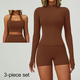 women Yoga Tracksuit Set Long Sleeve Crop Top High Waist Leggings