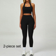 women Yoga Tracksuit Set Long Sleeve Crop Top High Waist Leggings
