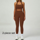 women Yoga Tracksuit Set Long Sleeve Crop Top High Waist Leggings