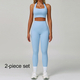 women Yoga Tracksuit Set Long Sleeve Crop Top High Waist Leggings