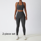 women Yoga Tracksuit Set Long Sleeve Crop Top High Waist Leggings