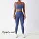 women Yoga Tracksuit Set Long Sleeve Crop Top High Waist Leggings