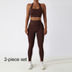 women Yoga Tracksuit Set Long Sleeve Crop Top High Waist Leggings