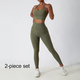 women Yoga Tracksuit Set Long Sleeve Crop Top High Waist Leggings