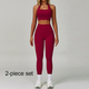 women Yoga Tracksuit Set Long Sleeve Crop Top High Waist Leggings