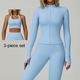 women Yoga Tracksuit Set Long Sleeve Crop Top High Waist Leggings