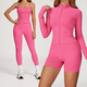 yoga Sports Set Women Gym Tracksuit Long Sleeve Shirt Shorts Bra