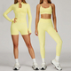 yoga Sports Set Women Gym Tracksuit Long Sleeve Shirt Shorts Bra
