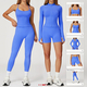 yoga Sports Set Women Gym Tracksuit Long Sleeve Shirt Shorts Bra