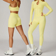 yoga Sports Set Women Gym Tracksuit Long Sleeve Shirt Shorts Bra