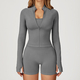 yoga Sports Set Women Gym Tracksuit Long Sleeve Shirt Shorts Bra