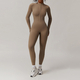 long Sleeve Zipper Workout Jumpsuit Women Gym Sportswear Yoga Set