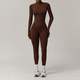 long Sleeve Zipper Workout Jumpsuit Women Gym Sportswear Yoga Set