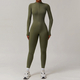 long Sleeve Zipper Workout Jumpsuit Women Gym Sportswear Yoga Set