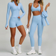 yoga Set Women Tracksuit Running Sportswear Long Sleeve Jacket Leggings Shorts