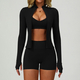 yoga Set Women Tracksuit Running Sportswear Long Sleeve Jacket Leggings Shorts