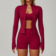 yoga Set Women Tracksuit Running Sportswear Long Sleeve Jacket Leggings Shorts
