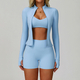 yoga Set Women Tracksuit Running Sportswear Long Sleeve Jacket Leggings Shorts