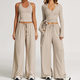 women's Yoga Set 2-3 Pieces Long Sleeve Workout Tracksuit Wide-Leg Sport Pants