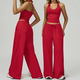 women's Yoga Set 2-3 Pieces Long Sleeve Workout Tracksuit Wide-Leg Sport Pants