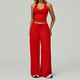 women's Yoga Set 2-3 Pieces Long Sleeve Workout Tracksuit Wide-Leg Sport Pants