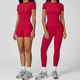 yoga Set Two Piece Women Short Sleeve Top High Waist Leggings Seamless Workout Clothes Patchwork Sport Fitness Gym Sets