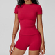 yoga Set Two Piece Women Short Sleeve Top High Waist Leggings Seamless Workout Clothes Patchwork Sport Fitness Gym Sets