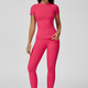 yoga Set Two Piece Women Short Sleeve Top High Waist Leggings Seamless Workout Clothes Patchwork Sport Fitness Gym Sets