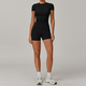 yoga Set Two Piece Women Short Sleeve Top High Waist Leggings Seamless Workout Clothes Patchwork Sport Fitness Gym Sets