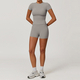 yoga Set Two Piece Women Short Sleeve Top High Waist Leggings Seamless Workout Clothes Patchwork Sport Fitness Gym Sets