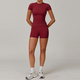 yoga Set Two Piece Women Short Sleeve Top High Waist Leggings Seamless Workout Clothes Patchwork Sport Fitness Gym Sets