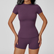 yoga Set Two Piece Women Short Sleeve Top High Waist Leggings Seamless Workout Clothes Patchwork Sport Fitness Gym Sets