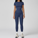 yoga Set Two Piece Women Short Sleeve Top High Waist Leggings Seamless Workout Clothes Patchwork Sport Fitness Gym Sets