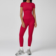 yoga Set Two Piece Women Short Sleeve Top High Waist Leggings Seamless Workout Clothes Patchwork Sport Fitness Gym Sets