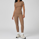 yoga Set Two Piece Women Short Sleeve Top High Waist Leggings Seamless Workout Clothes Patchwork Sport Fitness Gym Sets