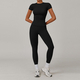 yoga Set Two Piece Women Short Sleeve Top High Waist Leggings Seamless Workout Clothes Patchwork Sport Fitness Gym Sets
