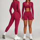 women's 3-Piece Yoga Set Long-Sleeved Jacket Sports Bra Gym Leggings Fitness Workout Outfit