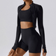 women's 3-Piece Yoga Set Long-Sleeved Jacket Sports Bra Gym Leggings Fitness Workout Outfit