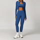 women's 3-Piece Yoga Set Long-Sleeved Jacket Sports Bra Gym Leggings Fitness Workout Outfit
