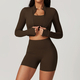 women's 3-Piece Yoga Set Long-Sleeved Jacket Sports Bra Gym Leggings Fitness Workout Outfit