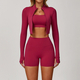 women's 3-Piece Yoga Set Long-Sleeved Jacket Sports Bra Gym Leggings Fitness Workout Outfit