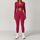 women's 3-Piece Yoga Set Long-Sleeved Jacket Sports Bra Gym Leggings Fitness Workout Outfit