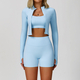 women's 3-Piece Yoga Set Long-Sleeved Jacket Sports Bra Gym Leggings Fitness Workout Outfit