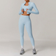 women's 3-Piece Yoga Set Long-Sleeved Jacket Sports Bra Gym Leggings Fitness Workout Outfit