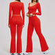 women's 2-Piece Yoga Set Long Sleeve Crop Top High Waist Leggings